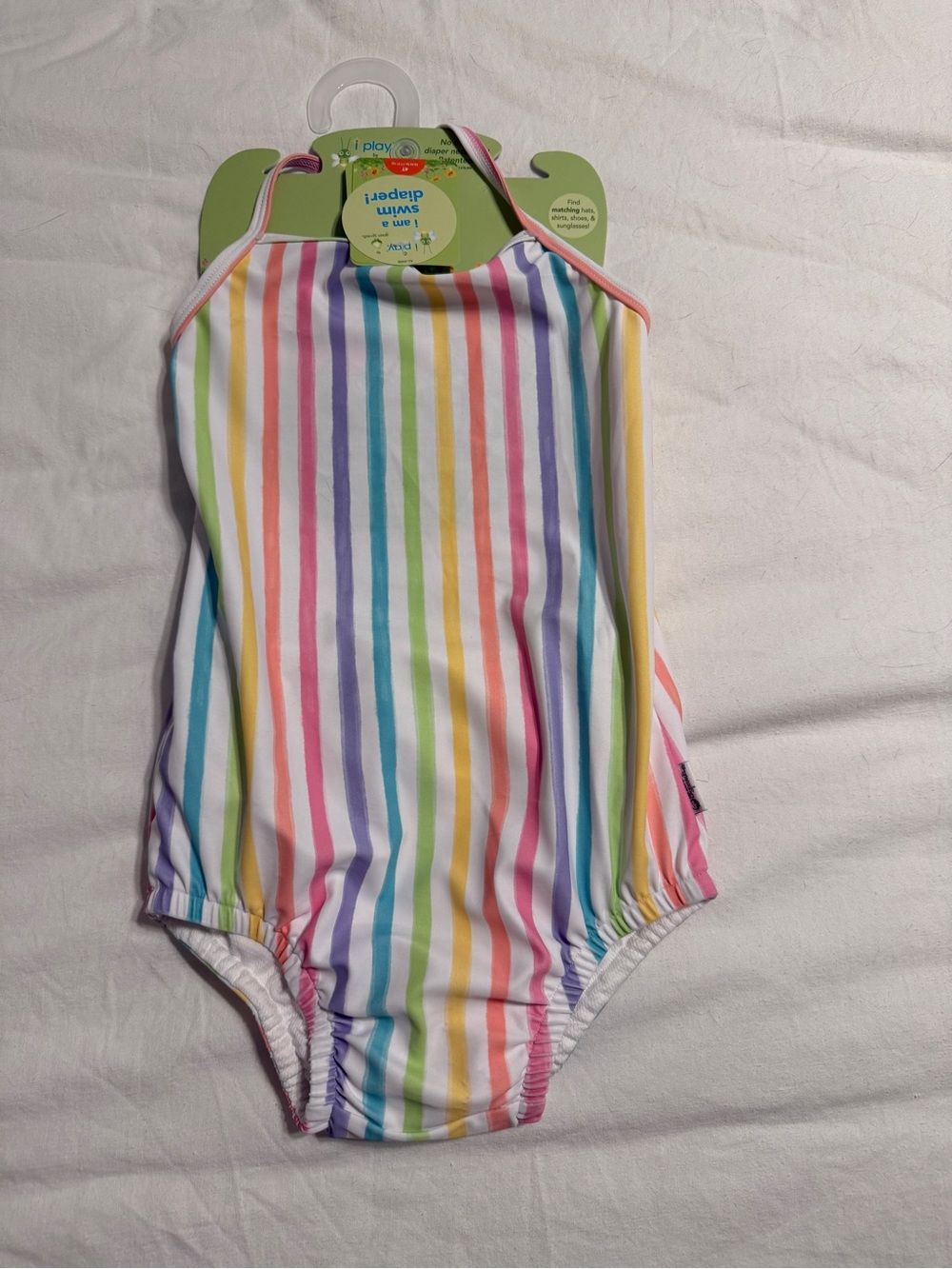 Green Sprouts Kids Rainbow Stripe One-Piece Swimsuit with swim diaper